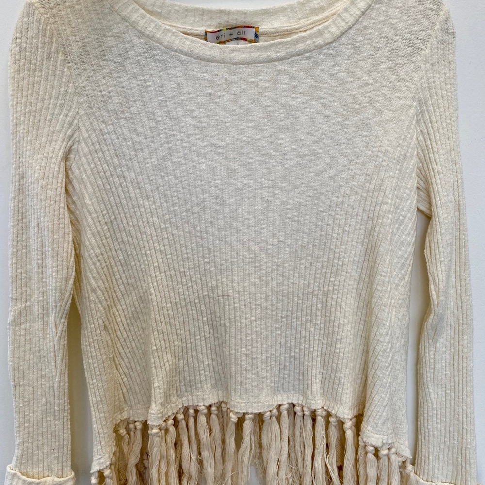 Fringe cream sweater